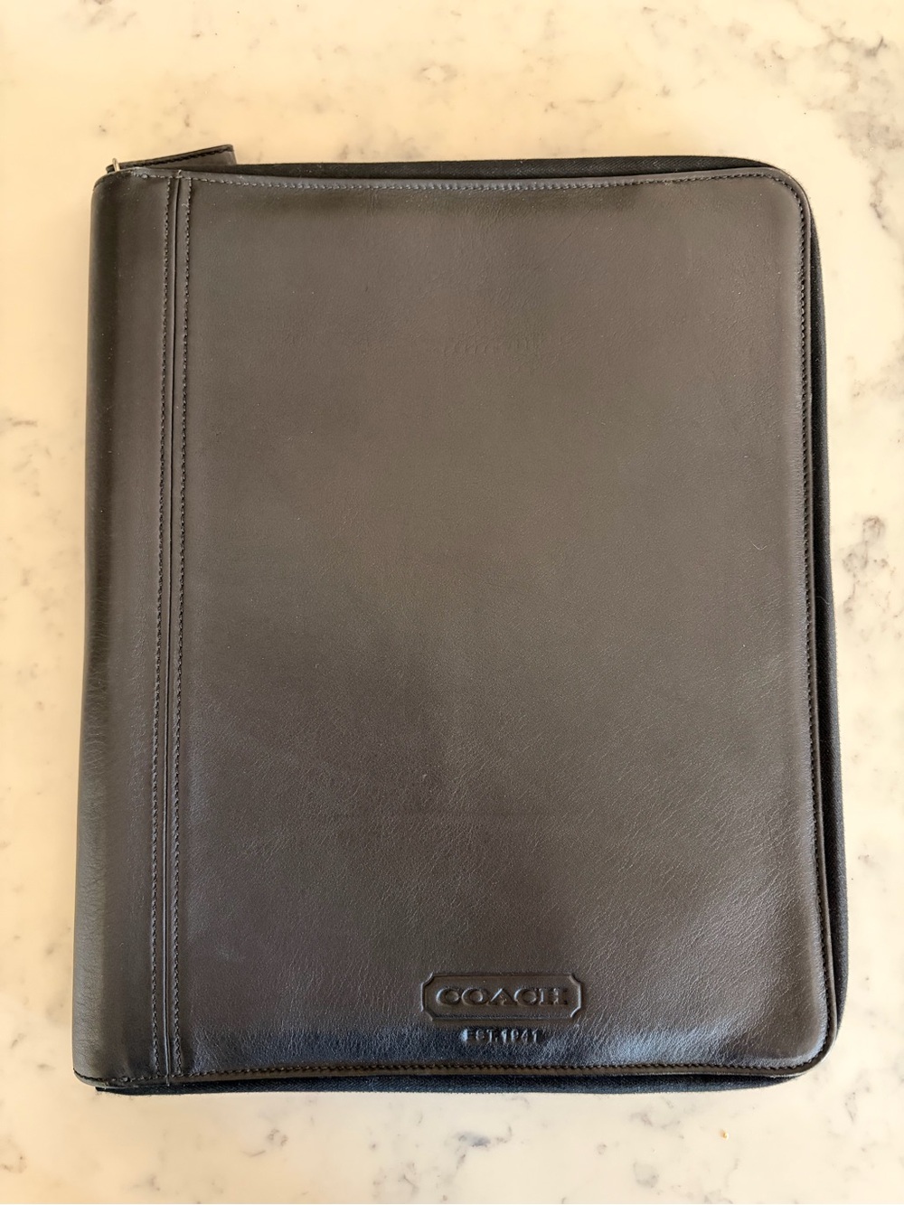 Coach Black Leather Zip Padfolio
